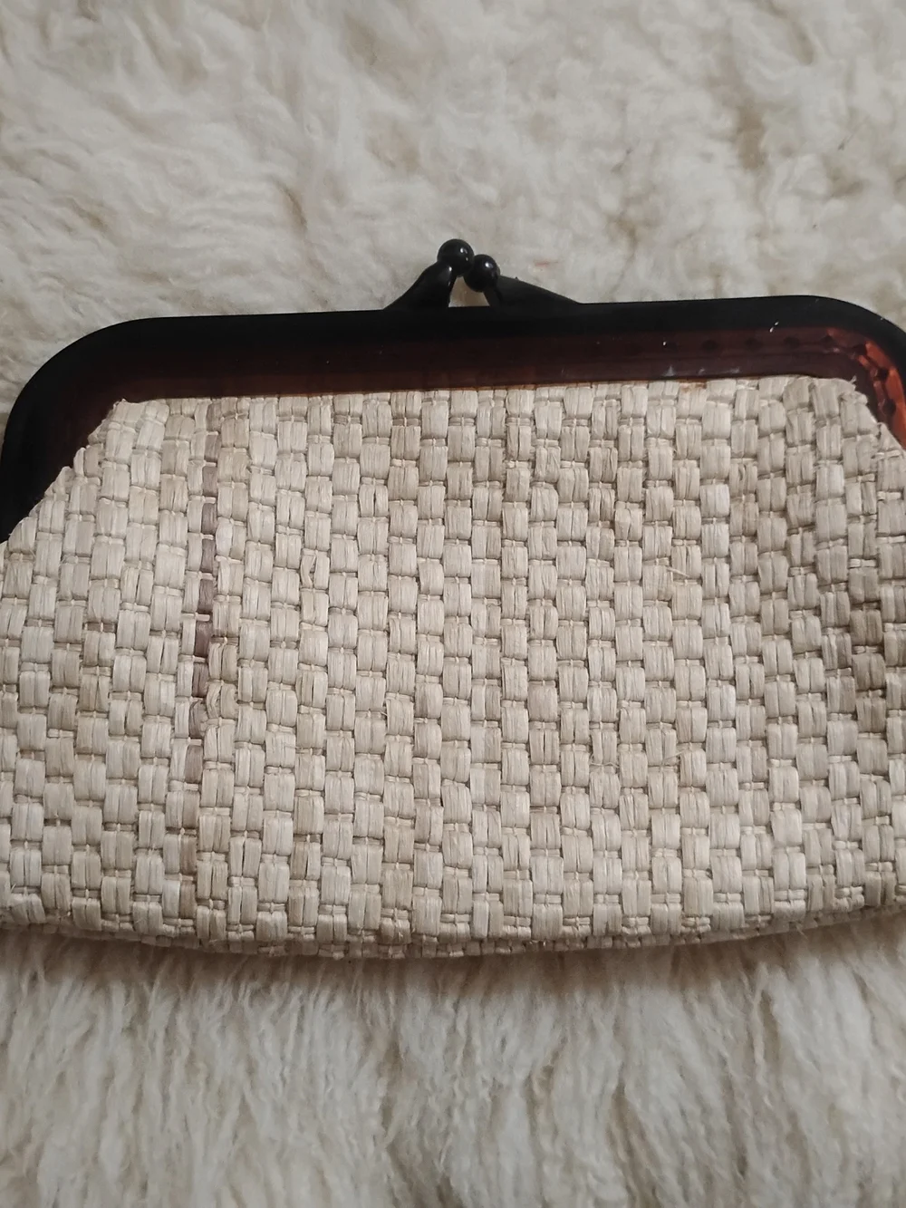Woven Straw Clutch Purse in Natural Beige
